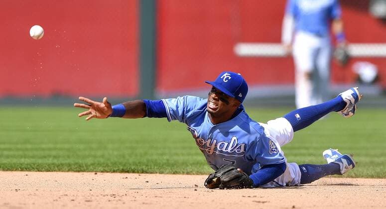 September 2, 2018 - Kansas City, MO, USA - Kansas City Royals second baseman Rosell Herrera makes the stop on a ground ball and flips it to second for the force out on Baltimore Orioles Chris Davis in the seventh inning on Sunday, Sept. 2, 2018 at Kauffman Stadium in Kansas City, Mo. Baltimore Orioles vs. Kansas City Royals - ZUMAm67_ 20180902_zaf_m67_010 Copyright: xJohnxSleezerx