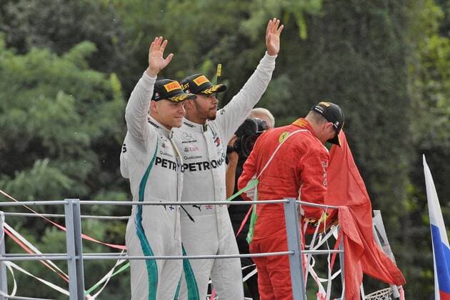 Valtteri Bottas Mercedes AMG Petronas Formula One Team and Lewis Hamilton Mercedes AMG Petronas Formula One Team Italian Grand Prix Renntag 02 09 2018 ITA Italy Grand Prix 02 09 2018 Monza Copyright: xEIBNER JerryxAndrex EP_EER