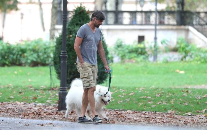 Goran Ivanisevic walking with a dog 03.09.2018., Zagreb - Former tennis player and Wimbledon winner Goran Ivanisevic walking his dog iz Zrinjevac park  SanjinxStrukic PIXSELL