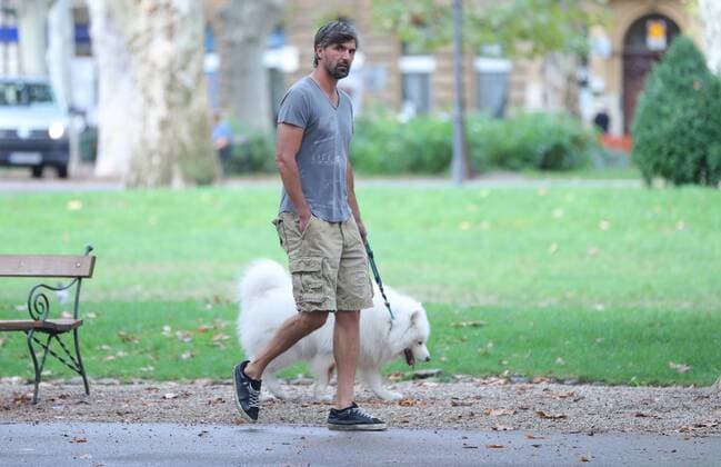 Sport Bilder des Tages Goran Ivanisevic walking with a dog 03.09.2018., Zagreb - Former tennis player and Wimbledon winner Goran Ivanisevic walking his dog iz Zrinjevac park  SanjinxStrukic PIXSELL