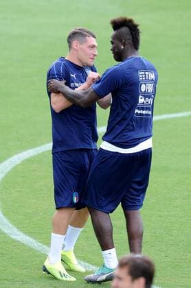 Fußball, Nationalteam Italien Training Photo LaPresse - Jennifer Lorenzini 04 September 2018 Firenze (Italy) Soccer Italy Italian Football meeting - "Coverciano" - training In the pic: Mario Balotelli, Andrea Belotti  Copyright: xJenniferxLorenzini LaPressex