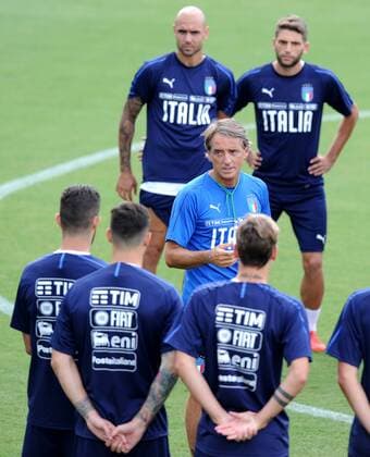 Fußball, Nationalteam Italien Training Photo LaPresse - Jennifer Lorenzini 04 September 2018 Firenze (Italy) Soccer Italy Italian Football meeting - "Coverciano" - training In the pic: Roberto Mancini and players during the training  Copyright: xJenniferxLorenzini LaPressex