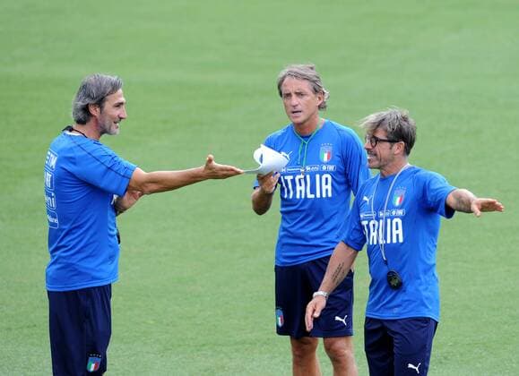 Fußball, Nationalteam Italien Training Photo LaPresse - Jennifer Lorenzini 04 September 2018 Firenze (Italy) Soccer Italy Italian Football meeting - "Coverciano" - training In the pic: Angelo Gregucci, Roberto Mancini, Alberigo Evani  Copyright: xJenniferxLorenzini LaPressex