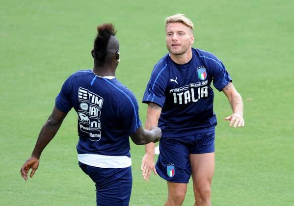 Fußball, Nationalteam Italien Training Photo LaPresse - Jennifer Lorenzini 04 September 2018 Firenze (Italy) Soccer Italy Italian Football meeting - "Coverciano" - training In the pic: Mario Balotelli, Ciro Immobile  Copyright: xJenniferxLorenzini LaPressex