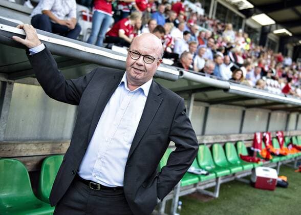 DBU-formand Jesper Moeller foer kvindelandsholdets VM-kvalifikationskamp mellem Danmark og Sverige paa Viborg Arena, tirsdag 4. september 2018.. , Viborg Jylland Denmark  Copyright: HenningxBagger HenningxBaggerx COP101 spdk20180904-193819-L