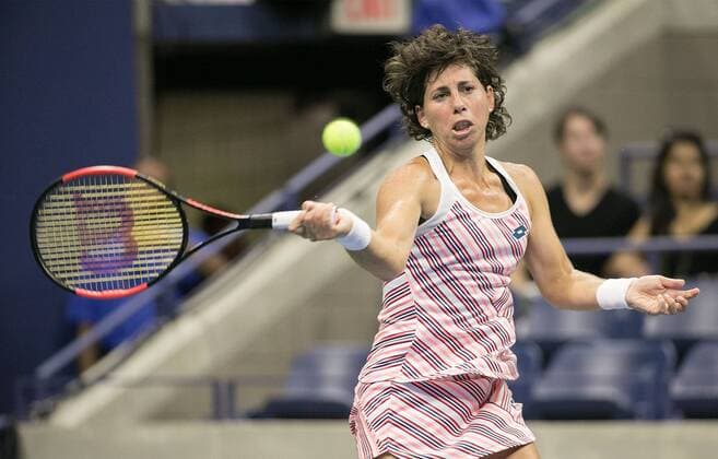 September 5, 2018 - Flushing Meadows, New York, U.S - Carla Suarez Navarro during her match against Madison Keys on Day 10 of the 2018 US Open at USTA Billie Jean King National Tennis Center on Wednesday September 5, 2018 in the Flushing neighborhood of the Queens borough of New York City. Keys vs Suarez Navarro - ZUMAp124 20180905_zaa_p124_090 Copyright: xJavierxRojasx