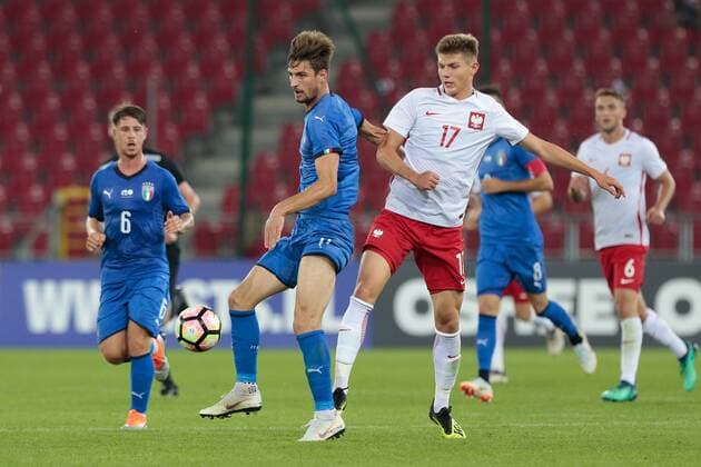 Fußball, U20 Länderspiel, Polen - Italien 06.09.2018 Lodz Pilka nozna Reprezentacja Polski U20 Turniej Osmiu Narodow Polska U20 - Wlochy U20 N z Matteo Gabbia, Adrian Benedyczak Foto Adam Starszynski PressFocus NEWSPIX.PL 06.09.2018 Lodz Football Polish national team Nationalteam U20 Eight Nations Tournament Poland U20 - Italy U20 Matteo Gabbia, Adrian Benedyczak Credit Adam Starszynski PressFocus --- Newspix.pl  20180906PF_AS061