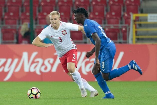 Fußball, U20 Länderspiel, Polen - Italien 06.09.2018 Lodz Pilka nozna Reprezentacja Polski U20 Turniej Osmiu Narodow Polska U20 - Wlochy U20 N z Tymoteusz Puchacz, Moise Kean Foto Adam Starszynski PressFocus NEWSPIX.PL 06.09.2018 Lodz Football Polish national team Nationalteam U20 Eight Nations Tournament Poland U20 - Italy U20 Tymoteusz Puchacz, Moise Kean Credit Adam Starszynski PressFocus --- Newspix.pl  20180906PF_AS080