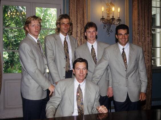 Becker Zoo Jelen Steeb Pilic vo li photographed on 17 12 1998 in Rio de Janeiro Tennis Davis Cup BRD Team 1998