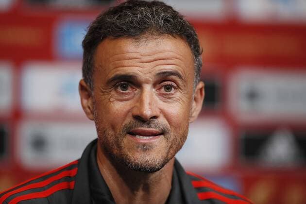 Fußball, Nationalteam Spanien, Pressekonferenz Spain manager Luis Enrique speaks during the press conference PK Pressekonferenz and training session at Wembley Stadium, London. Picture date 7th September 2018. Picture credit should read: David Klein Sportimage EDITORIAL USE ONLY. No use with unauthorised audio, video, data, fixture lists, club league logos or live services. Online in-match use limited to 120 images, no video emulation. No use in betting, games or single club league player publications.