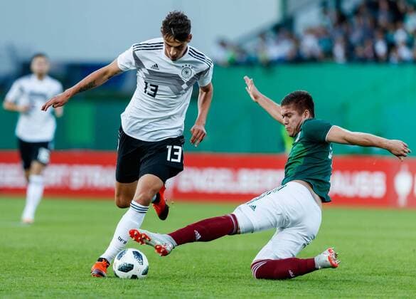Fuerth Germany 07 09 2018 Friendly match U 21 Germany Mexico Janni Serra GER and Edson Garcia MEX in a duel DeFodi048