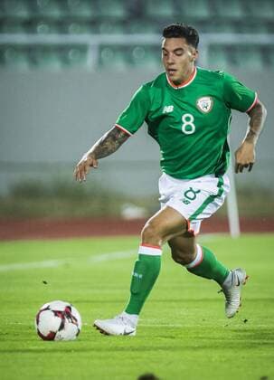 7th September, Olympic Stadium Adem Jashari, Mitrovice, Kosovo; UEFA Under 21 European Championship EM Europameisterschaft qualifier, Kosovo U21 U 21 versus Republic of Ireland U21; Reece Grego-Cox of Republic of Ireland comes forward on the ball  ActionPlus12060707 NikolaxKrstic