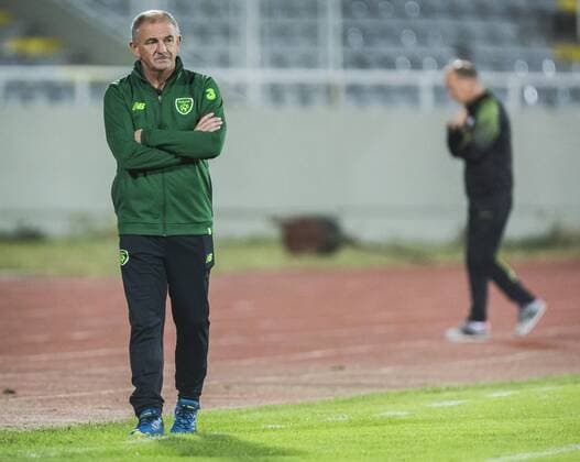 7th September, Olympic Stadium Adem Jashari, Mitrovice, Kosovo; UEFA Under 21 European Championship EM Europameisterschaft qualifier, Kosovo U21 U 21 versus Republic of Ireland U21; Head Coach Noel King of Republic of Ireland seems worried  ActionPlus12060721 NikolaxKrstic