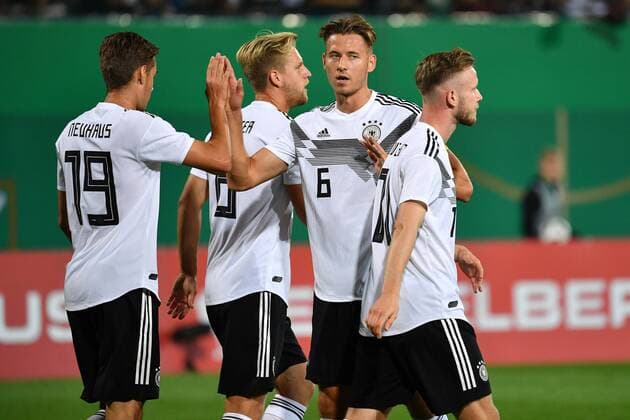 Florian NEUHAUS GER Arne MAIER GER Waldemar ANTON GER Cedric TEUCHERT GER Action Football U 21 Germany GER Mexico MEX 07 09 2018 in Fuerth Ronhof Sports Park Thomas Sommer DFB REGULATIONS PROHIBIT ANY USE OF PHOTOGRAPH AS IMAGE SEQUENCES AND OR QUASI VIDEO