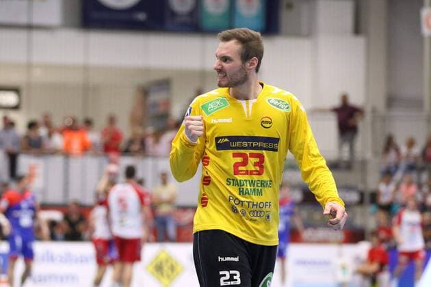 Jubel at Oliver Krechel ASV Hamm Westphalia 23 ASV Hamm Westphalia vs HBW Balingen Weilstetten Handball 2 Bundesliga 07 09 2018 ASV Hamm Westphalia vs HBW Balingen Weilstetten Handball 2 Bundesliga 07 09 2018 Hamm Copyright: xEIBNER JanxStrohdiekx EP_JSK