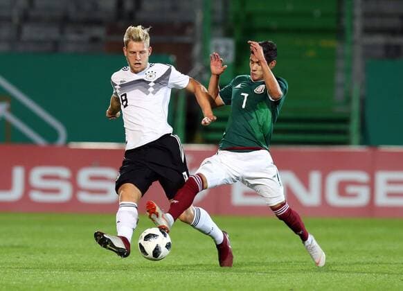 07 09 2018 Soccer Friendly Match International Friendlies Germany Mexico U21 DaMa DFB regulations prohibit any use of images as video clips or video Arne Maier 8 Germany U21 Uriel Antuna 7 Mexico Mexico U21