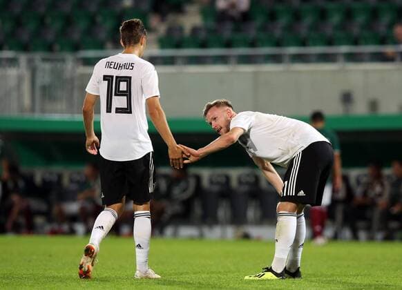 07 09 2018 Football Friendly match International Friendlies Germany Mexico U21 Germany DFB regulations prohibit any use of photographs as a result of video or joy joy Florian Neuhaus 19 Germany U21 Cedric Teuchert 11 Germany U21 clap
