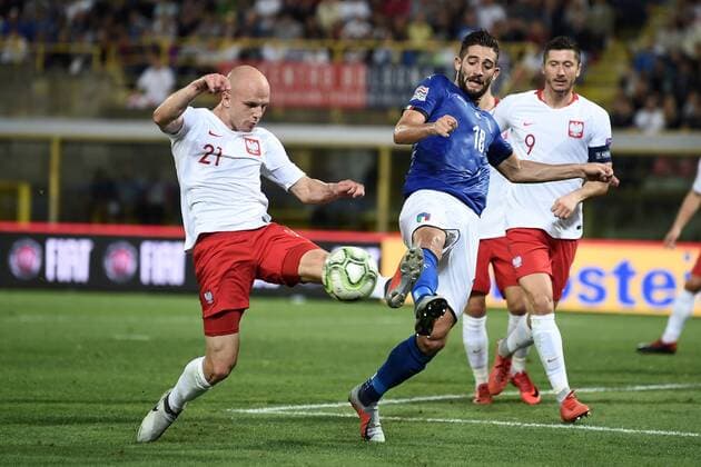 Fußball, Nations League, Italien - Polen Mg Bologna 07 09 2018 - Uefa Nations League Italia-Polonia foto Matteo Gribaudi Image nella foto: Rafal Kurzawa-Roberto Gagliardini 