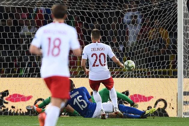 Fußball, Nations League, Italien - Polen Db Bologna 07 09 2018 - Uefa Nations League Italia-Polonia foto Daniele Buffa Image nella foto: gol Piotr Zielinski 