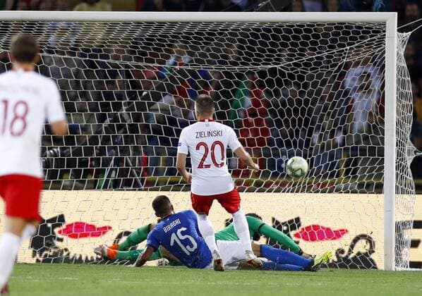Fußball, Nations League, Italien - Polen September 7, 2018 - Bologna, Italy - Italy v Poland - UEFA Nations League..Piotr Zielinski of Poland scores the goal of 0-1 at Renato Dall Ara Stadium in Bologna, Italy on September 7, 2018. Italy v Poland - UEFA Nations League A  - ZUMAn230 20180907_zaa_n230_650 Copyright: xMatteoxCiambellix