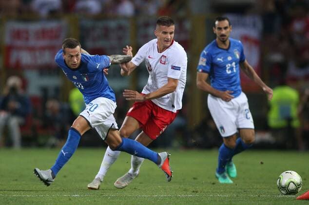 Fußball, Nations League, Italien - Polen 07.09.2018. Bologna, Italy: FEDERICO BERNARDESCHI, ARKADIUSZ RECA in action during the match UEFA Nations League , Group 3, football match between ITALY V POLAND in DALL ARA STADIUM IN BOLOGNA.  Copyright: xMarcoxIacobuccix xIPAx xMarcoxIacobuccix