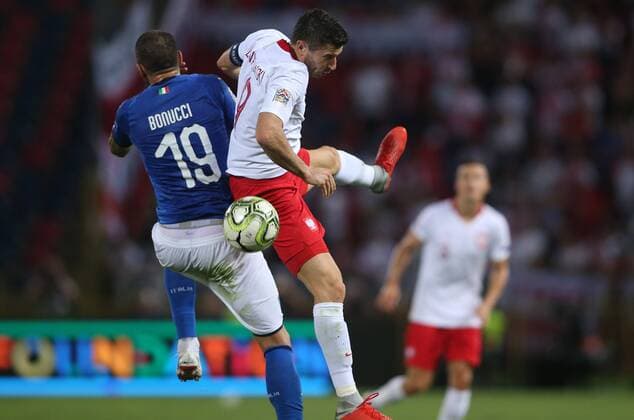 Fußball, Nations League, Italien - Polen 07.09.2018. Bologna, Italy: BONUCCI, ROBERT LEWANDOWSKI in action during the match UEFA Nations League , Group 3, football match between ITALY V POLAND in DALL ARA STADIUM IN BOLOGNA.  Copyright: xMarcoxIacobuccix xIPAx xMarcoxIacobuccix