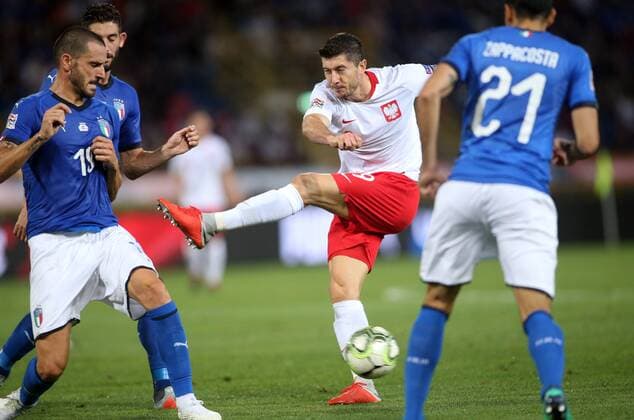 Fußball, Nations League, Italien - Polen 07.09.2018. Bologna, Italy: ROBERT LEWANDOWSKI in action during the match UEFA Nations League , Group 3, football match between ITALY V POLAND in DALL ARA STADIUM IN BOLOGNA.  Copyright: xMarcoxIacobuccix xIPAx xMarcoxIacobuccix