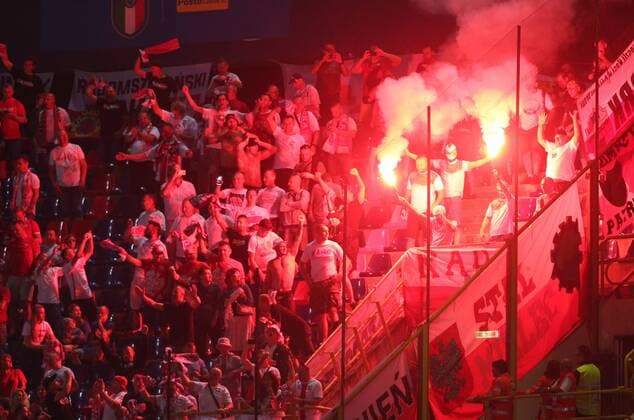 Fußball, Nations League, Italien - Polen 07.09.2018. Bologna, Italy: POLAND SUPPORTERS CELEBRATES SCORE in the match UEFA Nations League , Group 3, football match between ITALY V POLAND in DALL ARA STADIUM IN BOLOGNA.  Copyright: xMarcoxIacobuccix xIPAx xMarcoxIacobuccix