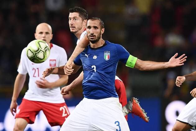 Fußball, Nations League, Italien - Polen Mg Bologna 07 09 2018 - Uefa Nations League Italia-Polonia foto Matteo Gribaudi Image nella foto: Leonardo Bonucci-Robert Lewandowski 