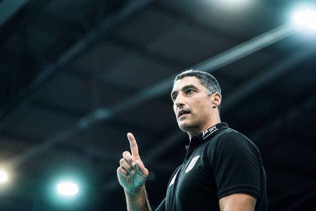 Leipzig Germany 07 09 2018 Coach Andrea Giani Germany Volleyball International Match Germany Brazil