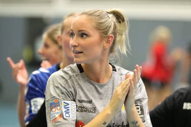 Joy at Silje Brons Petersen HSG Blomberg Lippe 23 HSG Blomberg Lippe vs HSG Bad Wildungen Vipers Handball 1 Women Bundesliga 08 09 2018 HSG Blomberg Lippe vs HSG Bad Wildungen Vipers Handball 1 Bundesliga Women 08 09 2018 Blomberg Copyright: xEIBNER JanxStrohdiekx EP_JSK