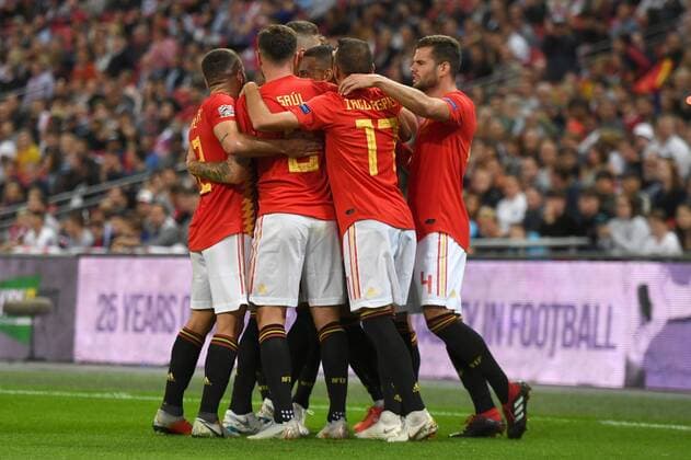 Rodrigo of Spain celebrates Spains second goal during the UEFA Nations League international match L?nderspiel between England and Spain at Wembley Stadium, London, England on 8 September 2018. Copyright: xClivexHowesx PMI-2214-0024