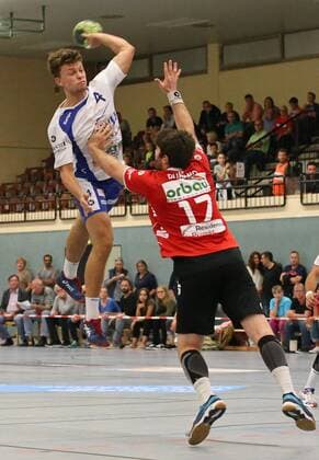 08 09 2018 Germany Kornwestheim Handball 3 Handball Liga Süd SV Kornwestheim vs TV Willstätt v 1 Tim Scholz SVK Kevin Durand TVW