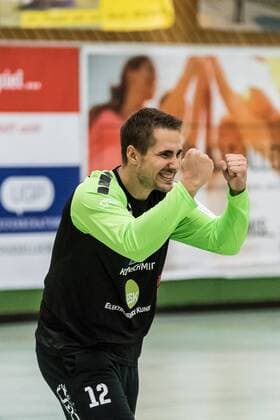 Michael Bognar Neckarsulmer Sport Union 12 Victory after the match SG H2Ku Herrenberg vs Neckarsulmer Sport Union Handball BWOL men 08 09 2018 SG H2Ku Herrenberg vs Neckarsulmer Sport Union Handball BWOL men 08 09 2018 Herrenberg Copyright: xEIBNER WolfgangxFrankx EP_WFK