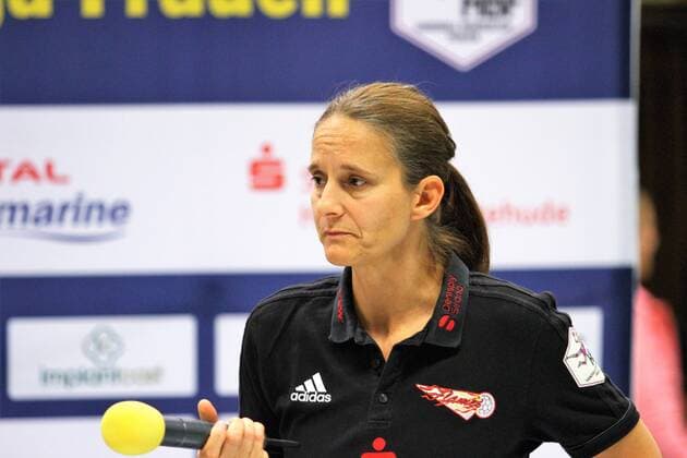 Coach Heike Ahlgrimm HSG Bensheim Auerbach GER Buxtehuder SV HSG Bensheim Auerbach 1 League Women Handball Buxtehude Copyright: xEIBNER Cebulokx EP_EER