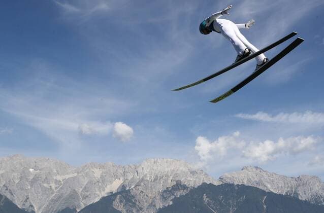 Sport Themen der Woche KW36 Sport Bilder des Tages Ski jumping Skispringen Ski nordisch - Continental Cup STAMS,AUSTRIA,09.SEP.18 - NORDIC SKIING, SKI JUMPING - Continental Cup, large hill. Image shows Michael Hayboeck (AUT). GEPAxpictures xAndreasxPranter