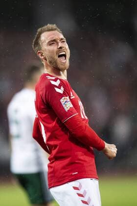 Sport Bilder des Tages Fußball, Nations League, Dänemark - Wales Danmarks Christian Eriksen 10 jubler efter han har scoret sit andet maal til 2-0 under Nations League fodboldkampen mellem Danmark og Wales paa Aarhus Stadion soendag den 9 september 2018.. , Aarhus Denmark  Copyright: BoxAmstrup BoxAmstrupx COP101 spdk20180909-203208-L