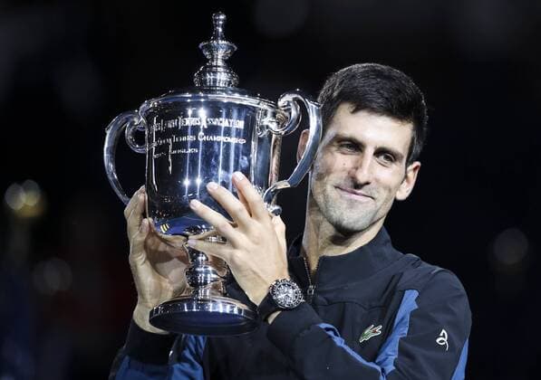 (180910) -- NEW YORK, Sept. 10, 2018 -- Novak Djokovic of Serbia celebrates with his trophy during the awarding ceremony for the men s singles at the 2018 US Open tennis championships in New York, the United States, Sept. 9, 2018. Djokovic claimed the title by defeating Juan Martin del Potro of Argentina with 3-0 in the final. )(wll) (SP)US-NEW YORK-TENNIS-US OPEN-MEN S SINGLES-FINAL WangxYing 