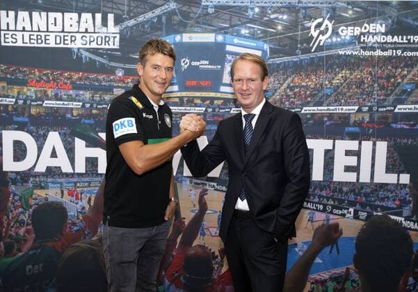 Press Conference Handball World Cup 2019 Sport and Olympic Museum Cologne Date 11 09 2018 Left National coach Christian Prokop Right Arena boss Stefan holes