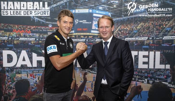 Press Conference Handball World Cup 2019 Sport and Olympic Museum Cologne Date 11 09 2018 Left National coach Christian Prokop Right Arena boss Stefan holes