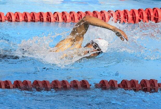 Luis Cruz from Mexico competes in the individual male swimming event in the framework of the Modern pentathlon moderner Fünfkampf World Championship WM Weltmeisterschaft in Mexico City, Mexico, 11 September 2018. Modern Pentathlon World Championship !ACHTUNG: NUR REDAKTIONELLE NUTZUNG!  Copyright: xMARIOxGUZMANx MEX01 20180911-636722882100351049