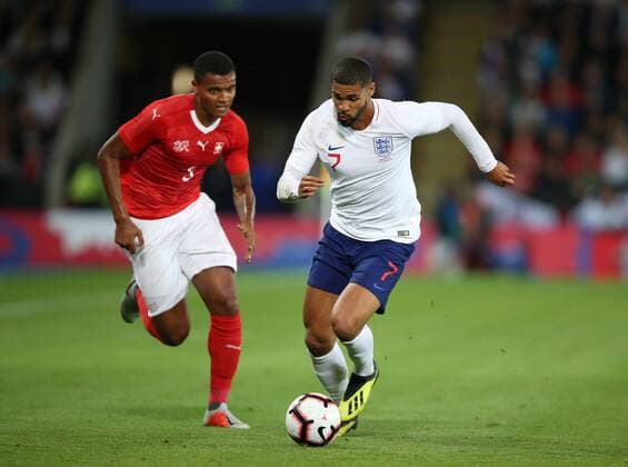 Ruben Loftus-Cheek of England gets round Manuel Akanji of Switzerland during the International Friendly Länderspiel match at the King Power Stadium, Leicester. Picture date 11th September 2018. Picture credit should read: Nigel French Sportimage EDITORIAL USE ONLY. No use with unauthorised audio, video, data, fixture lists, club league logos or live services. Online in-match use limited to 120 images, no video emulation. No use in betting, games or single club league player publications.