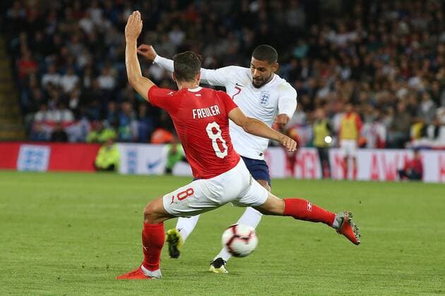 England v Switzerland International Friendly L?nderspiel Ruben Loftus-Cheek of England has a shot on goal during the International Friendly match at the King Power Stadium, Leicester Content Not Available For UK Newspapers Copyright: xPaulxChestertonx FIL-12259-0008