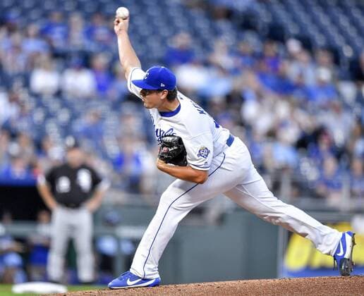September 11, 2018 - Kansas City, MO, USA - Kansas City Royals starting pitcher Brad Keller throws in the first inning against the Chicago White Sox on Tuesday, Sept. 11, 2018, at Kauffman Stadium in Kansas City, Mo. Chicago White Sox at Kansas City - ZUMAm67_ 20180911_zaf_m67_018 Copyright: xJohnxSleezerx