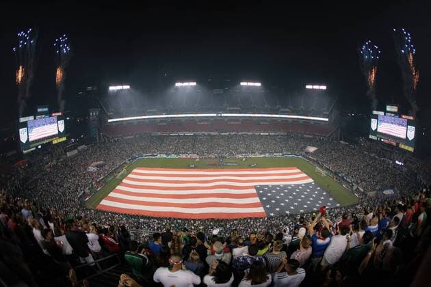 September 11, 2018 - Nashville, Tennessee, United States - Nashville, TN - Tuesday September 11, 2018: The men s national teams of the United States (USA) and Mexico (MEX) played an International Friendly Länderspiel at Nissan Stadium. Nissan Stadium, national anthem, fireworks - ZUMAt139 20180911_zaa_t139_138 Copyright: xJohnxDortonx