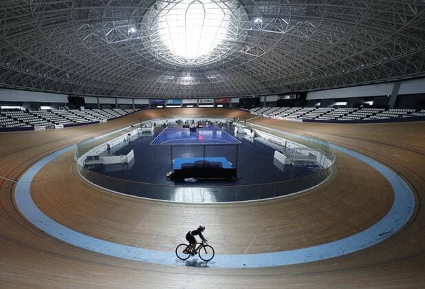 2020 Tokyo Olympics venue Photo taken Sept. 6, 2018, shows Izu Velodrome, a 2020 Summer Olympics and Paralympics venue for cycling in Izu, Shizuoka Prefecture. 