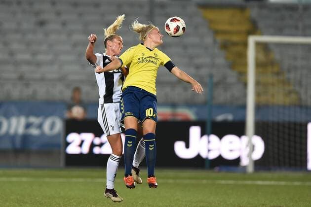 Db Novara 12 09 2018 - Champions League Femminile Juventus-Brondby foto Daniele Buffa Image nella foto: Petronella Ekroth-Louise Kristiansen 