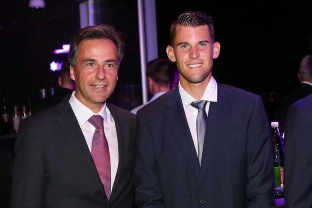 TENNIS - ITF, Davis Cup, AUT vs AUS GRAZ,AUSTRIA,12.SEP.18 - TENNIS - ITF, Davis Cup, Austria vs Australia, preview, Davis Cup Night. Image shows mayor Siegfried Nagl (Graz) and Dominic Thiem (AUT). GEPAxpictures xChristianxWalgram