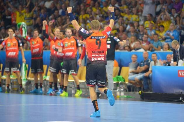 EHF Championsleague12 09 2018 Rhein Neckar Löwen vs FC Barcelona Torjubel by GuÃ ° jon Valur SigurÃ ° sson 9 RNL ksp,ks-pressefoto