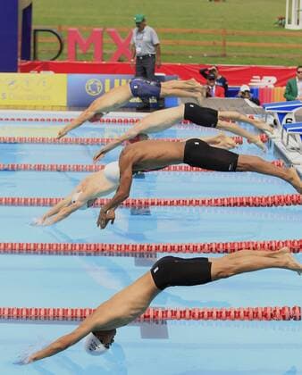 Competitors participate in the individual men s swimming final during the World Modern pentathlon moderner Fünfkampf Championships, in Mexico City, Mexico, 13 September 2018. World Modern Pentathlon Championships in Mexico !ACHTUNG: NUR REDAKTIONELLE NUTZUNG!  Copyright: xMarioxGuzmanx MEX09 20180913-636724668734157039